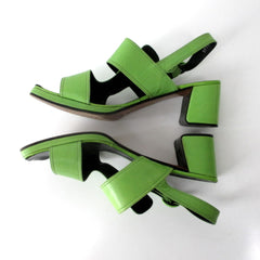 Vintage 60s 70s Lime Green Martini Osvaldo Chunky Sandals Shoes 9
