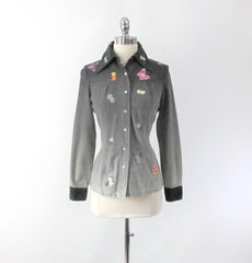 Vintage 70s Ombre Embroidered Western Shirt / Light Jacket S