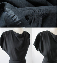 Vintage 80's Norma Kamali Black Crepe 40's Style Dress - Bombshell Bettys Vintage