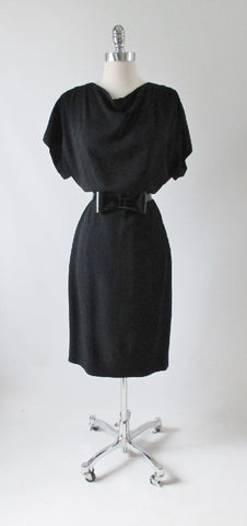 Vintage 80's Norma Kamali Black Crepe 40's Style Dress