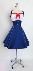 Vintage Inspired Nautical Sailor Patriotic Pinup Full Swing Skirt Party Dress M  UK 12 - Bombshell Bettys Vintage