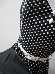 Vintage 50's Look Strapless Black White Polka Dot Full Circle Skirt Dress & Bolero L - Bombshell Bettys Vintage