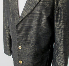 Men's Black & Gold Lame Special Occasion Jacket L 48