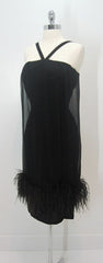 z Vintage 50's 60's Bombshell Black Feather Sheath Cocktail Party Evening Dress M - Bombshell Bettys Vintage