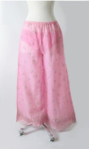 • Vintage 60's 70's Sheer Pink Beach Pants Matching Bikini Pool Set XS / S