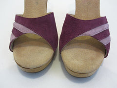 Vintage 70's Frederick of Hollywood Purple Suede Wood Platforms Heels Shoes 10 - Bombshell Bettys Vintage