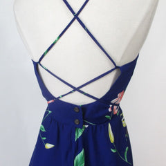 Vintage 70s Lace Up Back Hawaiian Midi Dress XS