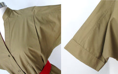 Vintage 80s Jordache Khaki Safari Dress & Matching Belt L