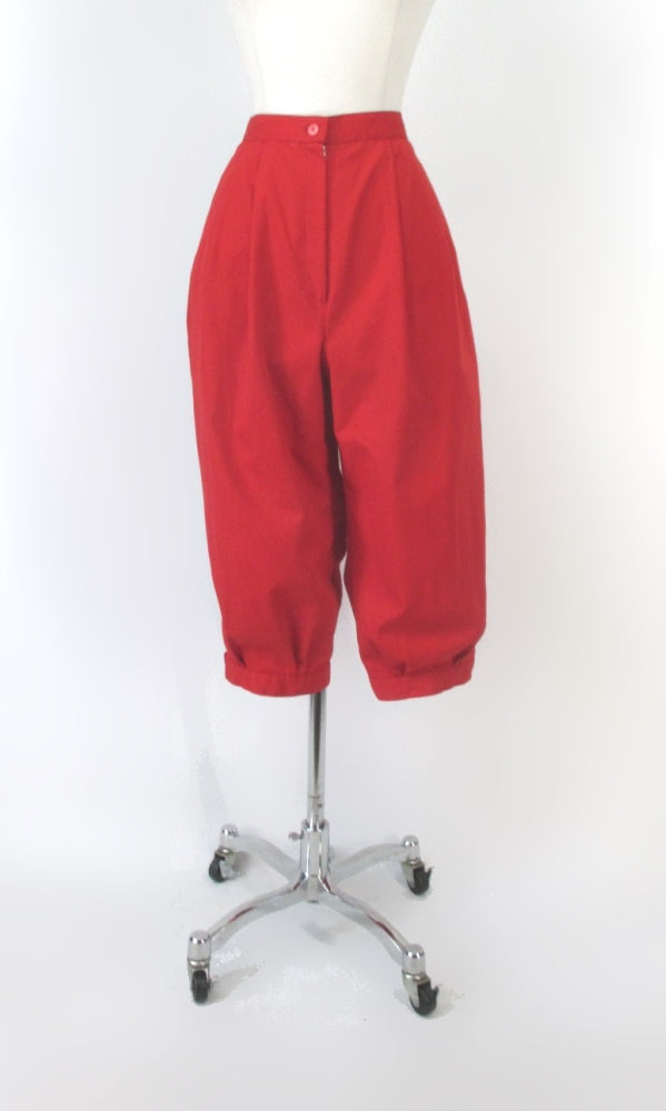 Vintage 70s 80s Red Knickerbocker Short Knicker Pants S