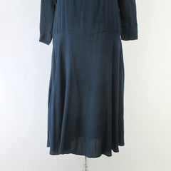 Vintage 20's 30's Navy Blue Rayon Dress S