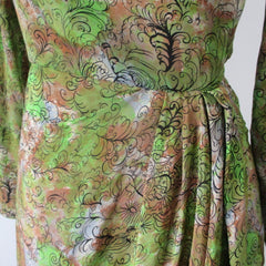 Vintage 40s Novelty Print Sarong Skirt Dress S