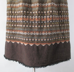 Vintage 50s South American Brown Woven Birds Full Skirt M