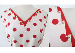 Vintage 50s White Red Polka Dot Dress & Matching Red Bolero 1X / XL