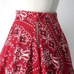 Vintage 50s Red Bandana Full Circle Skirt S