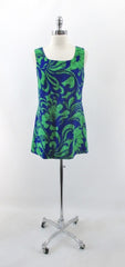 vintage 60s Hawaiian green blue mod psychedelic top micro mini dress bombshell bettys vintage gallery