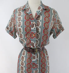 Vintage 60s Autumn Color Classic Shirt Dress M / S