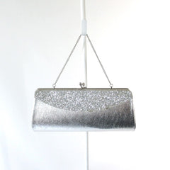 Vintage 60's Silver Glitter Envelope Handbag Clutch Bag