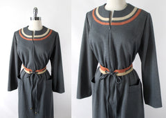 Vintage 70s Heather Grey Zip Front Ultrasuede Dress NWT XL 1X