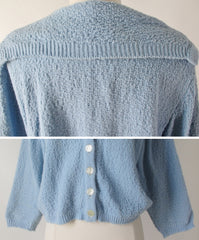 Vintage 60s Light Blue Nautical Cardigan Sweater L - Bombshell Bettys Vintage