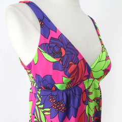 Vintage 60s Catalina Psychedelic Flower Power Maxi Dress XS