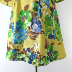 Vintage 60s Floral Bell Sleeve Hawaiian Dress S
