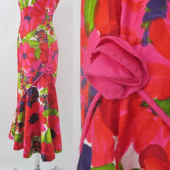 Vintage 60s Reef Ruffled Hem Hawaiian Sheath Dress M - Bombshell Bettys Vintage
