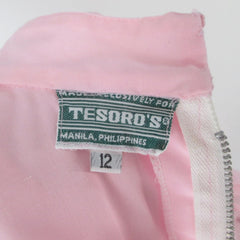 Vintage 60s Tesoros Pink Embroidered Shift Dress M