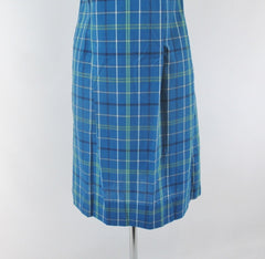 vintage 60s 1960s hob-nobber tartan blue plaid princess school dress skirt