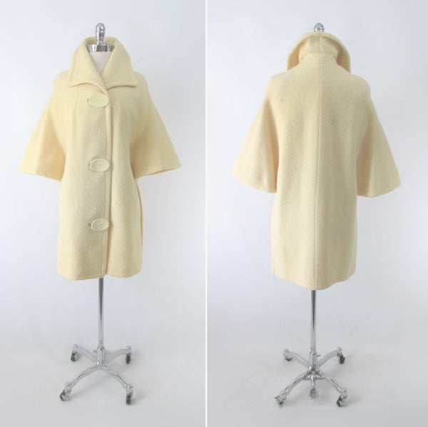Vintage 60's Cream Big Button Bell Sleeve Mod Coat / Jacket M ...