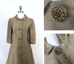 Vintage 60's Joseph Magnin Gold Dupioni Silk Evening Jacket Coat S 4- Bombshell Bettys Vintage