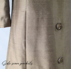 Vintage 60's Joseph Magnin Gold Silk Evening Jacket Swing Coat S