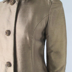 Vintage 60's Joseph Magnin Gold Dupioni Silk Evening Jacket Coat S 7- Bombshell Bettys Vintage