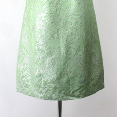 vintage 60s 1960s MOD a-line party lurex green silver dress skirt