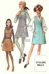 Vintage 60s Houndstooth A Line Jumper Dress M