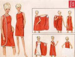 Vintage 60s Wrap-Arounder Pink Daisy MOD Dress M