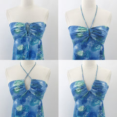 • Vintage 70s Convertible Halter Tie Hawaiian Dress XS