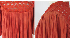 Vintage 70s Bohemian Crochet Lace Trapeze Dress • One Size