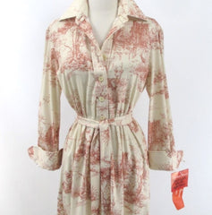 Vintage 70s Landscape Novelty Print Shirt Dress • New Vintage • L
