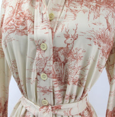 Vintage 70s Landscape Novelty Print Shirt Dress • New Vintage • L