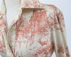 Vintage 70s Landscape Novelty Print Shirt Dress • New Vintage • L