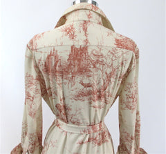 Vintage 70s Landscape Novelty Print Shirt Dress • New Vintage • L