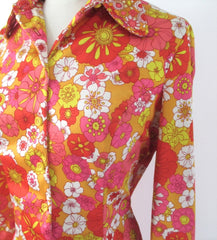 Vintage 70's Emilio Borghese Floral Day Midi Dress L