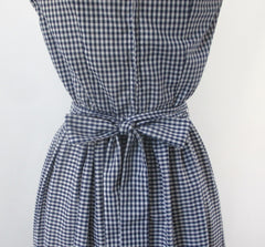Vintage 70's Blue Gingham Ruffled Bare Shoulder Prairie Dress / Gown M
