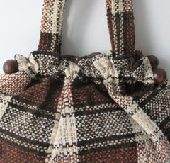 Vintage 70's Brown Buffalo Plaid Tweed Bag / Satchel - Handmade