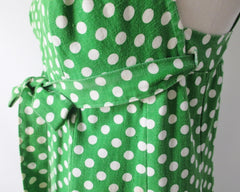 Vintage 70s Green White Polka Dot Wrap Maxi Dress XS - Bombshell Bettys Vintage