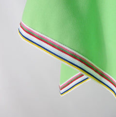 Vintage 70s Green Rainbow Trim Angel Sleeve Belted Top M - Bombshell Bettys Vintage
