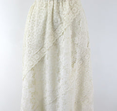 Vintage 70's Antique White Lace Bohemian Maxi Skirt • One size