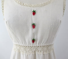 vintage off white cream strawberry lace maxi wedding dress matching bolero set bombshell bettys vintage close up strawberries