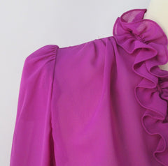 Vintage 70s Ursula of Switzerland Purple Ruffled Dress New / Old Stock M