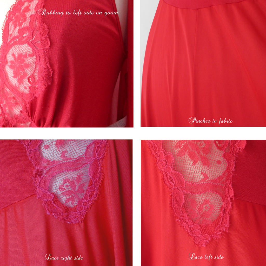 Vintage 1980s ROSE ROMANCE Dusty Pink OLGA Bodysilk Peignoir Nightgown Set  with Huge 200 Sweep